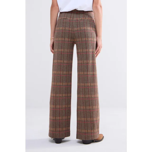 SUMMUM 4S267630641 WIDE LEG PANTS CHECK JACQUARD